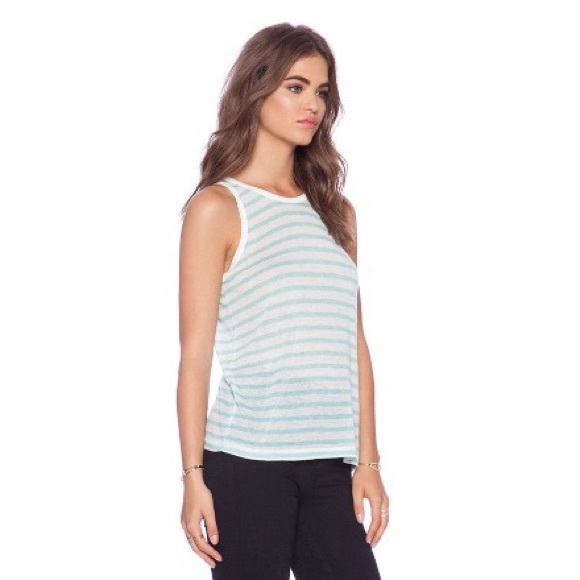 T by Alexander Wang Linen Stripe Tank in Seafoam & White NWT - Picture 6 of 12